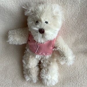 Avon Breast Cancer White Plush Teddy Bear w Pink Shirt Stuffed Animal Toy 6 Inch